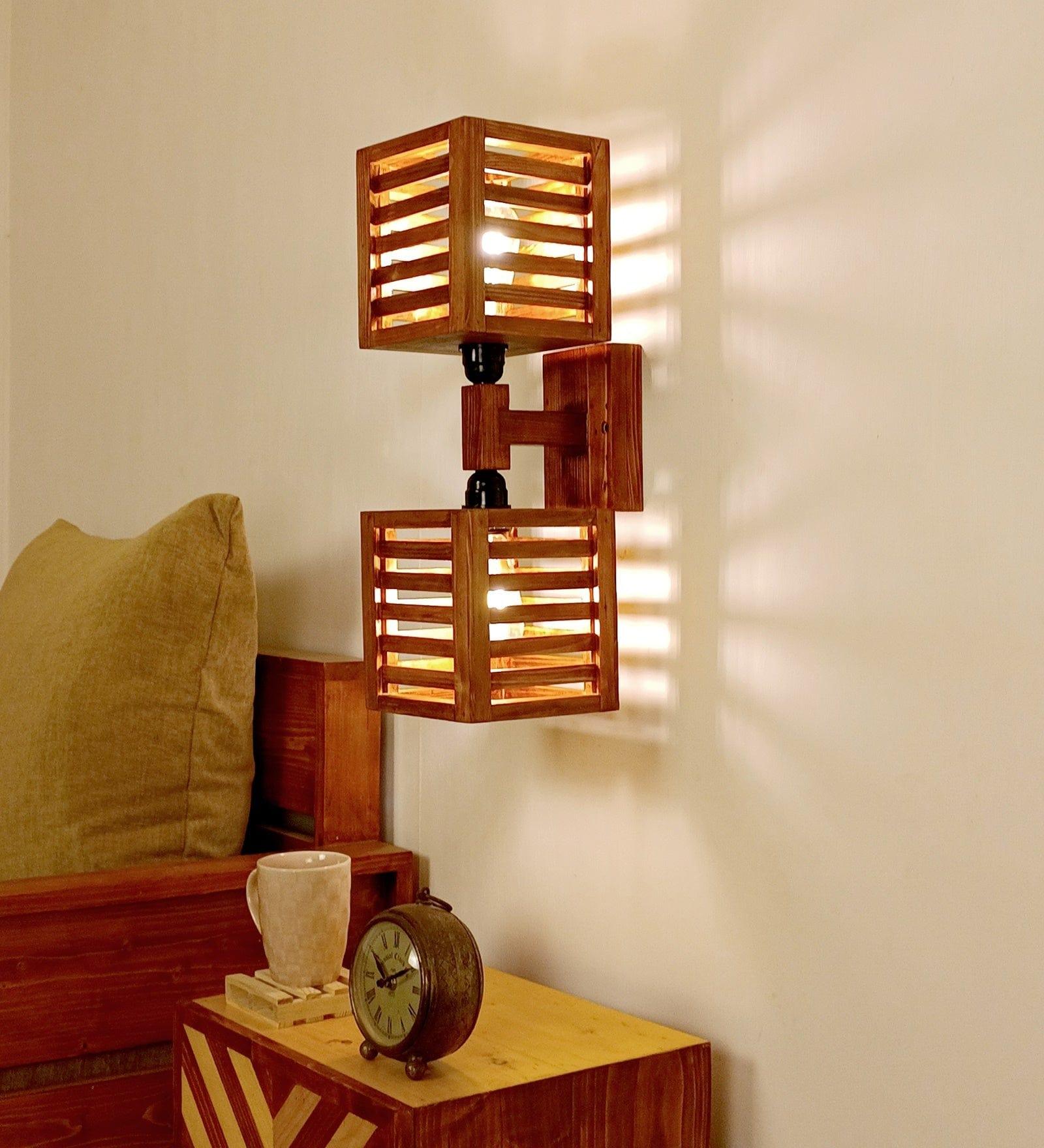 Lyon Duo Brown Wooden Wall Light (BULB NOT INCLUDED) - Ouch Cart 