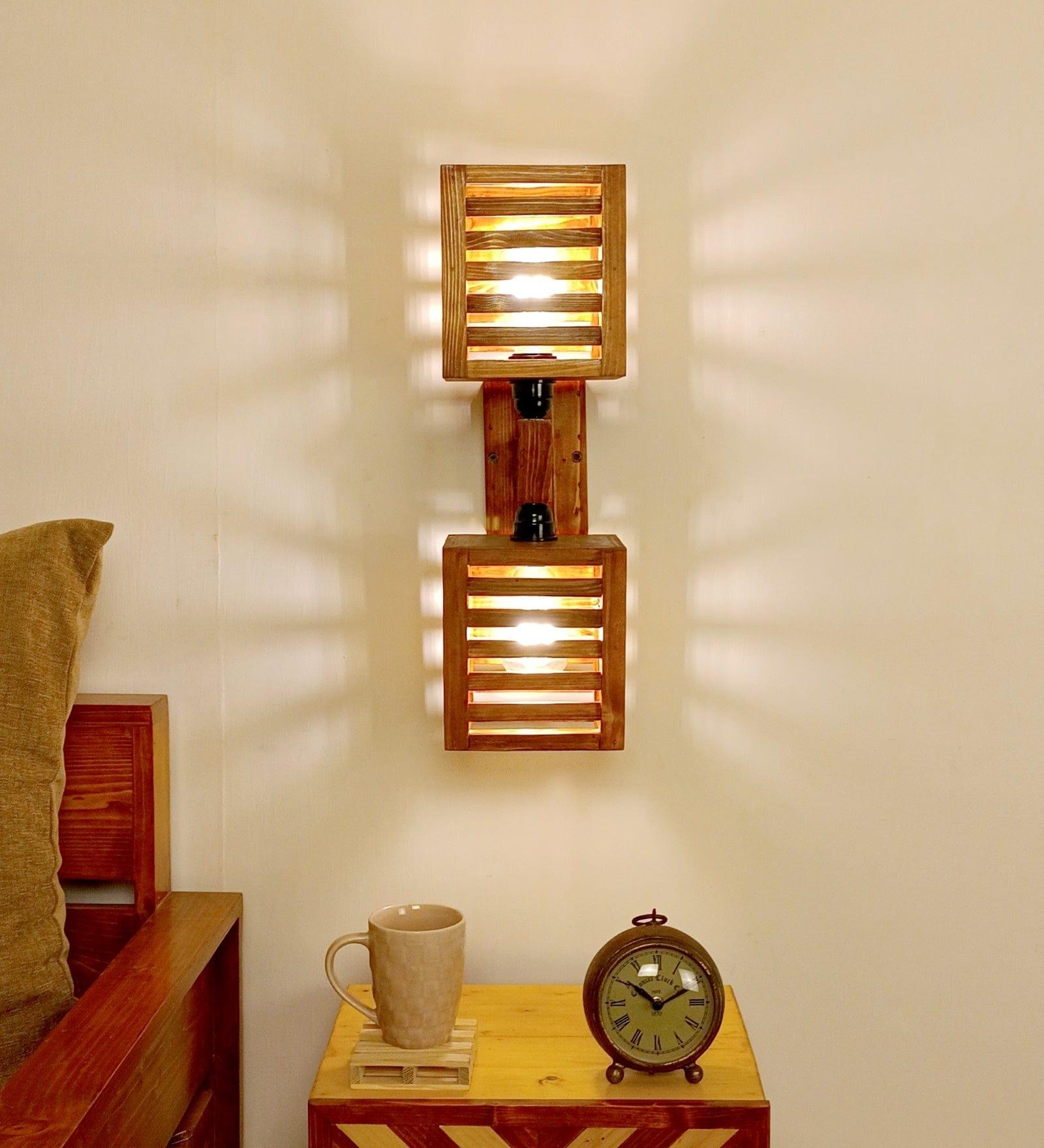 Lyon Duo Brown Wooden Wall Light (BULB NOT INCLUDED) - Ouch Cart 