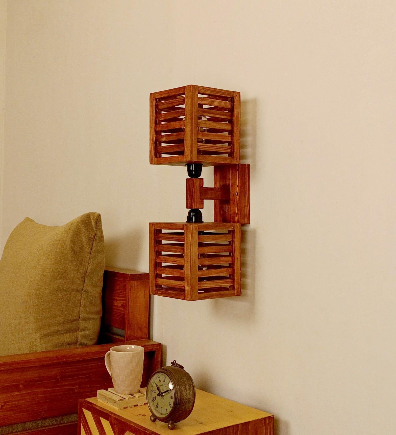 Lyon Duo Brown Wooden Wall Light (BULB NOT INCLUDED) - Ouch Cart 