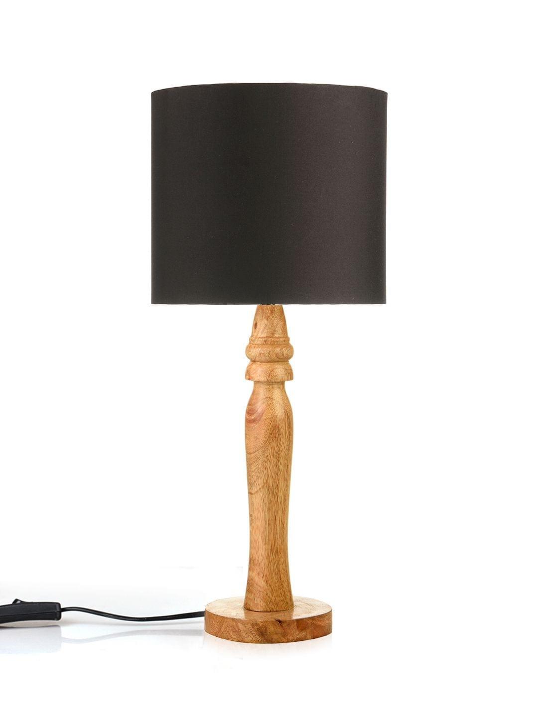 Round Brown Lamp with Black Cotton Shade - Ouch Cart 