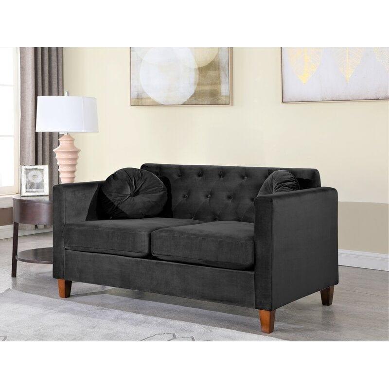 Velvet Square Arm Loveseat