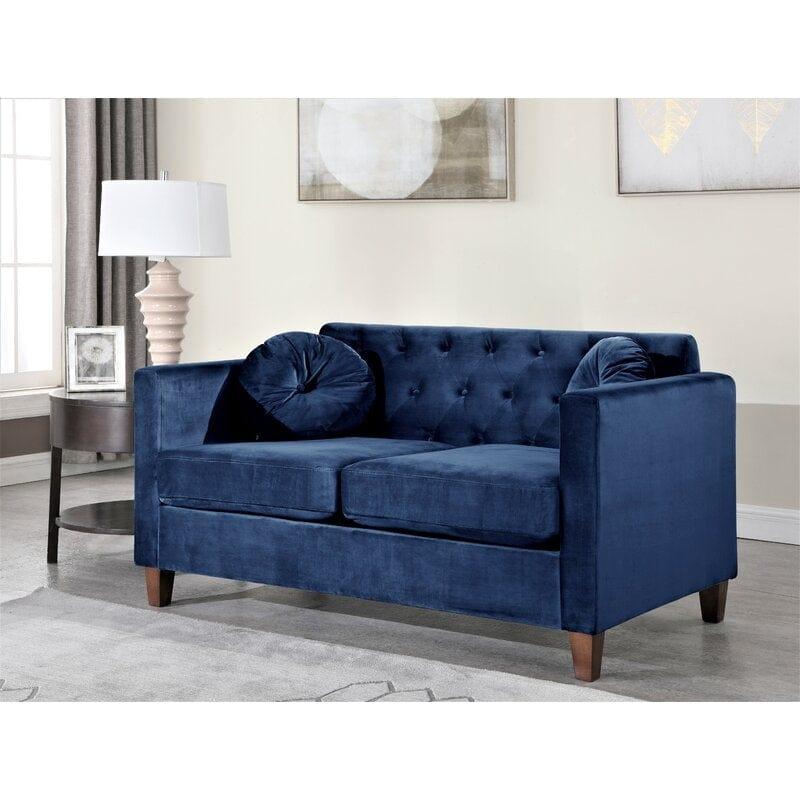 Velvet Square Arm Loveseat