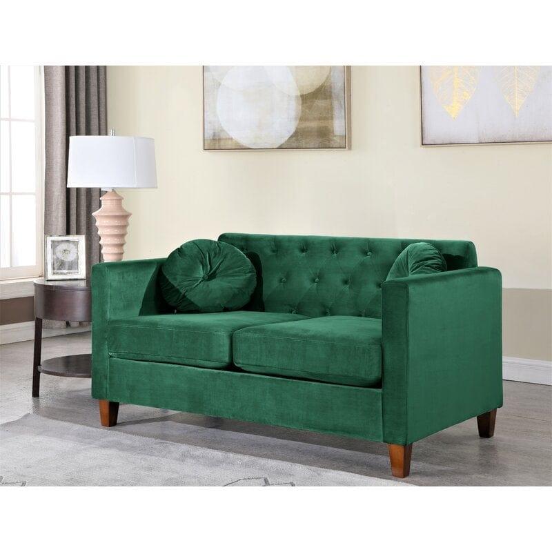 Velvet Square Arm Loveseat