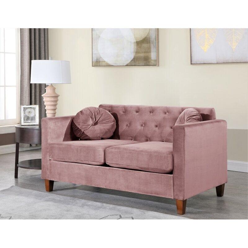 Velvet Square Arm Loveseat