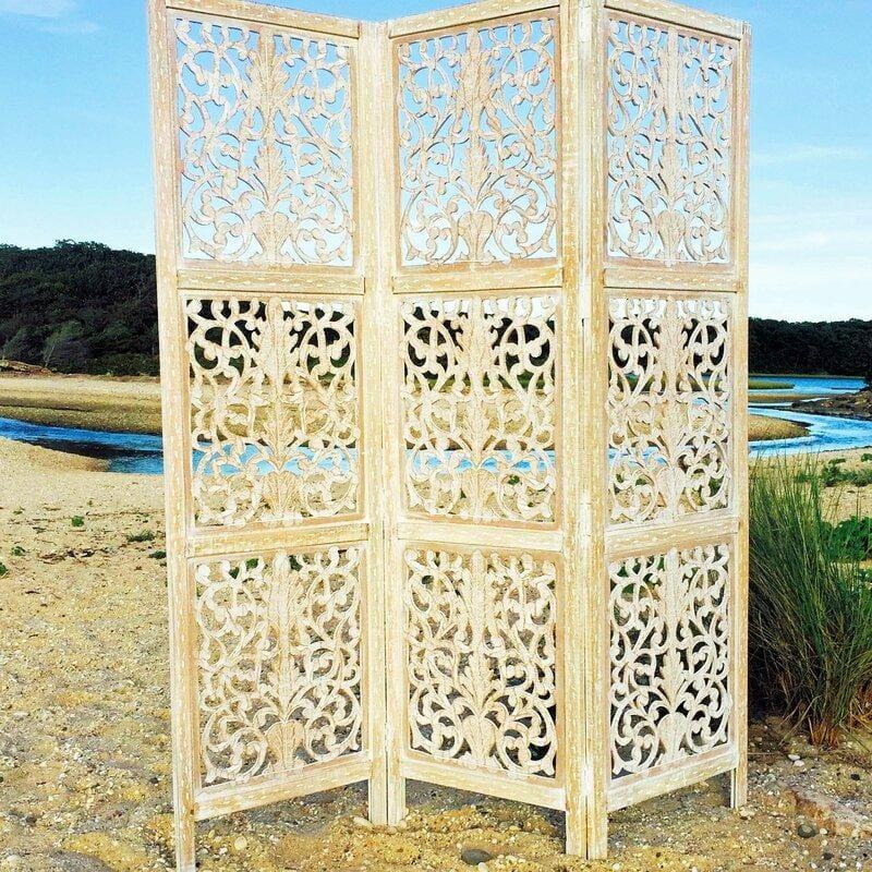 3 Panel Solid Wooden partition Folding Room Divider - Ouch Cart 