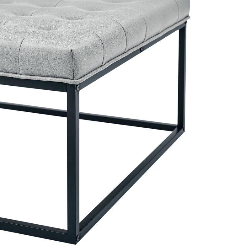 Living Room Coffee Table Wide Leatherette Tufted Square Cocktail Table, Large Bench - Ouch Cart 