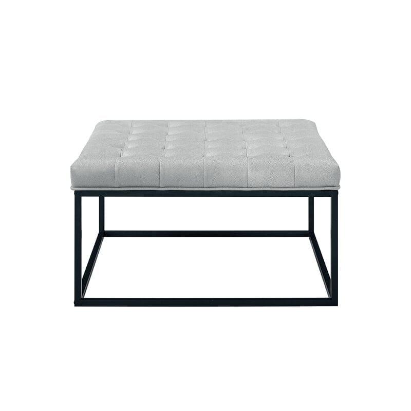 Living Room Coffee Table Wide Leatherette Tufted Square Cocktail Table, Large Bench - Ouch Cart 