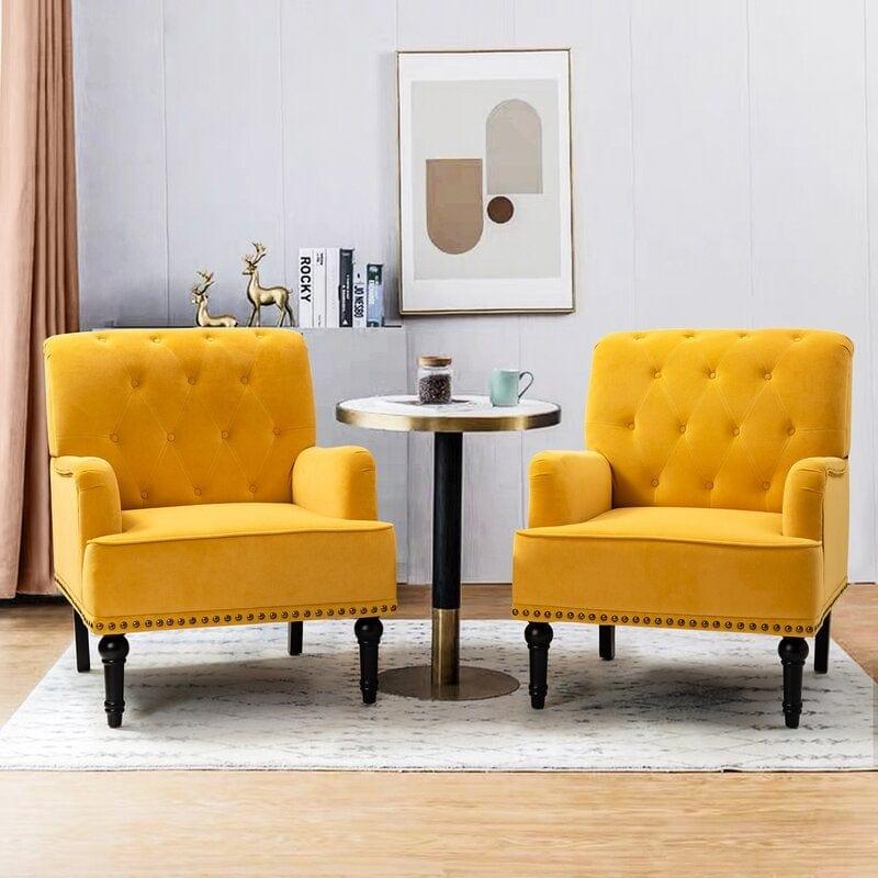 Wide Tufted Armchair (Set of 2) - Ouch Cart 