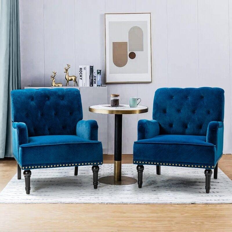 Wide Tufted Armchair (Set of 2) - Ouch Cart 