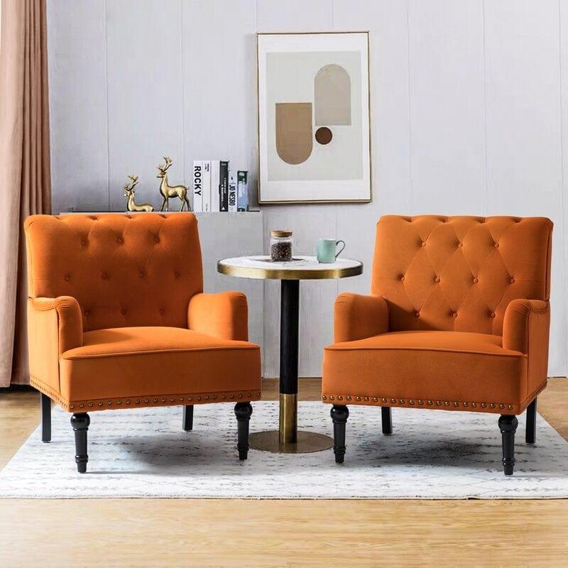 Wide Tufted Armchair (Set of 2) - Ouch Cart 
