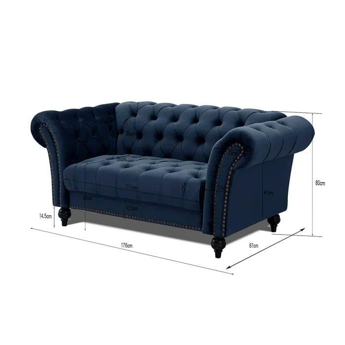 Mayfair Grey 2 Seater Chesterfield Sofa - Ouch Cart 