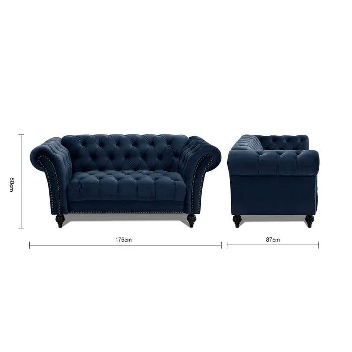 Mayfair Grey 2 Seater Chesterfield Sofa - Ouch Cart 