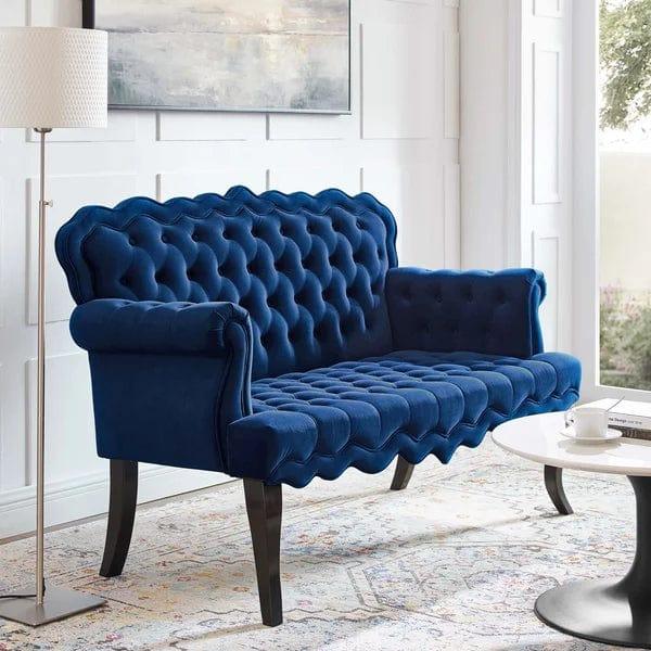 Mcarthur Velvet Rolled Arm Settee - Ouch Cart 