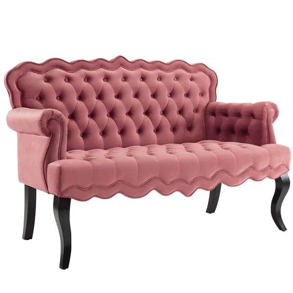 Mcarthur Velvet Rolled Arm Settee - Ouch Cart 
