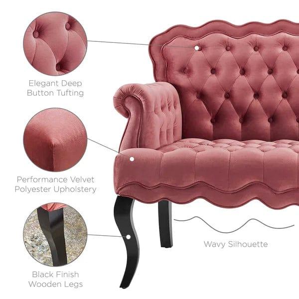 Mcarthur Velvet Rolled Arm Settee - Ouch Cart 