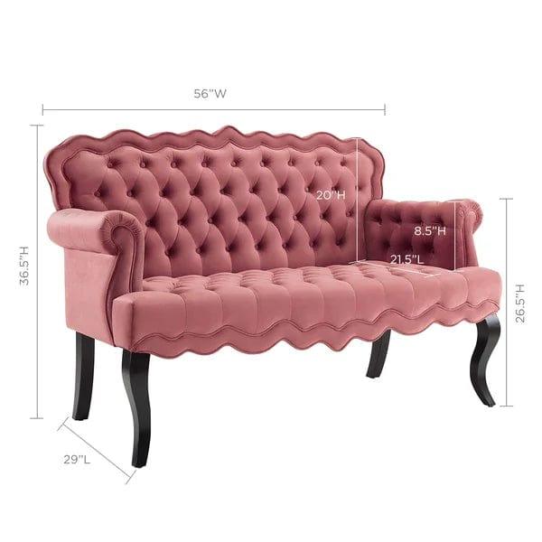 Mcarthur Velvet Rolled Arm Settee - Ouch Cart 