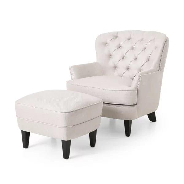 Michaelson Wide Tufted Armchair and Ottoman - Ouch Cart 