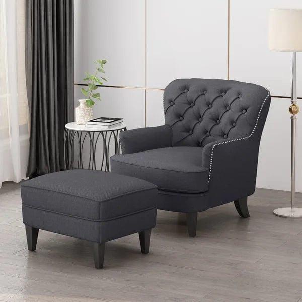Michaelson Wide Tufted Armchair and Ottoman - Ouch Cart 