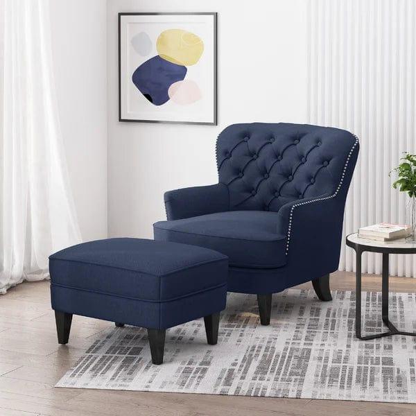 Michaelson Wide Tufted Armchair and Ottoman - Ouch Cart 