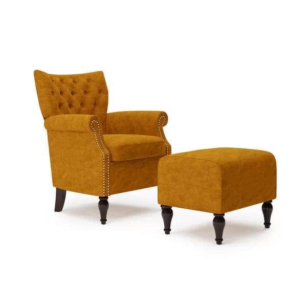 Micky Wide Tufted Armchair and Ottoman - Ouch Cart 