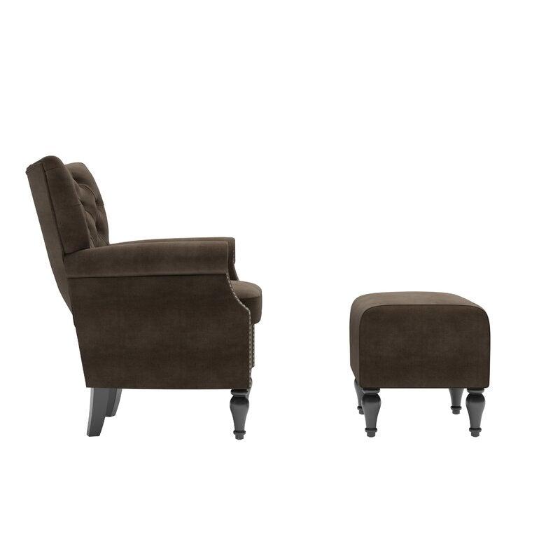 Micky Wide Tufted Armchair and Ottoman - Ouch Cart 