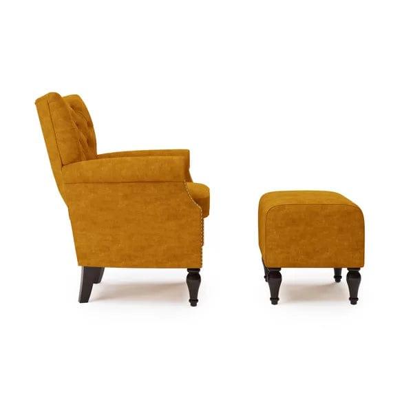 Micky Wide Tufted Armchair and Ottoman - Ouch Cart 