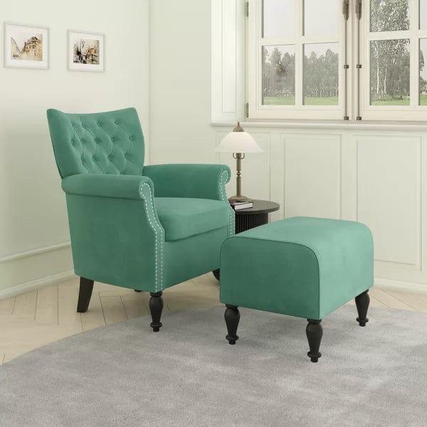 Micky Wide Tufted Armchair and Ottoman - Ouch Cart 