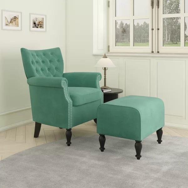 Micky Wide Tufted Armchair and Ottoman