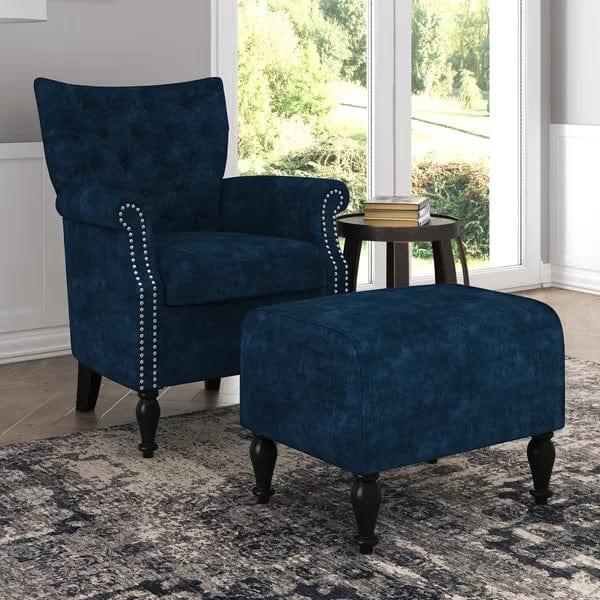 Micky Wide Tufted Armchair and Ottoman - Ouch Cart 