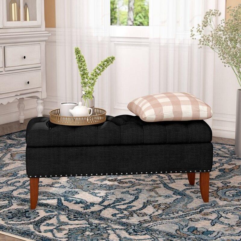 Mortensen Upholstered Flip Top Storage Bench - Ouch Cart 