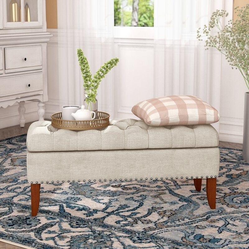 Mortensen Upholstered Flip Top Storage Bench - Ouch Cart 