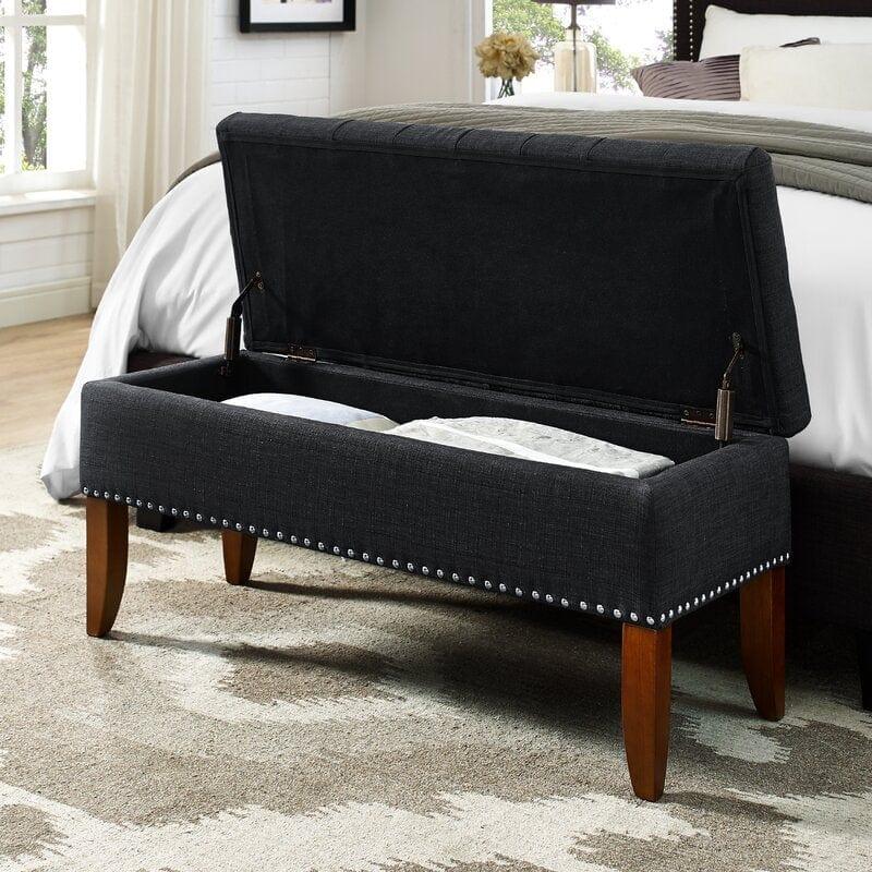Mortensen Upholstered Flip Top Storage Bench - Ouch Cart 