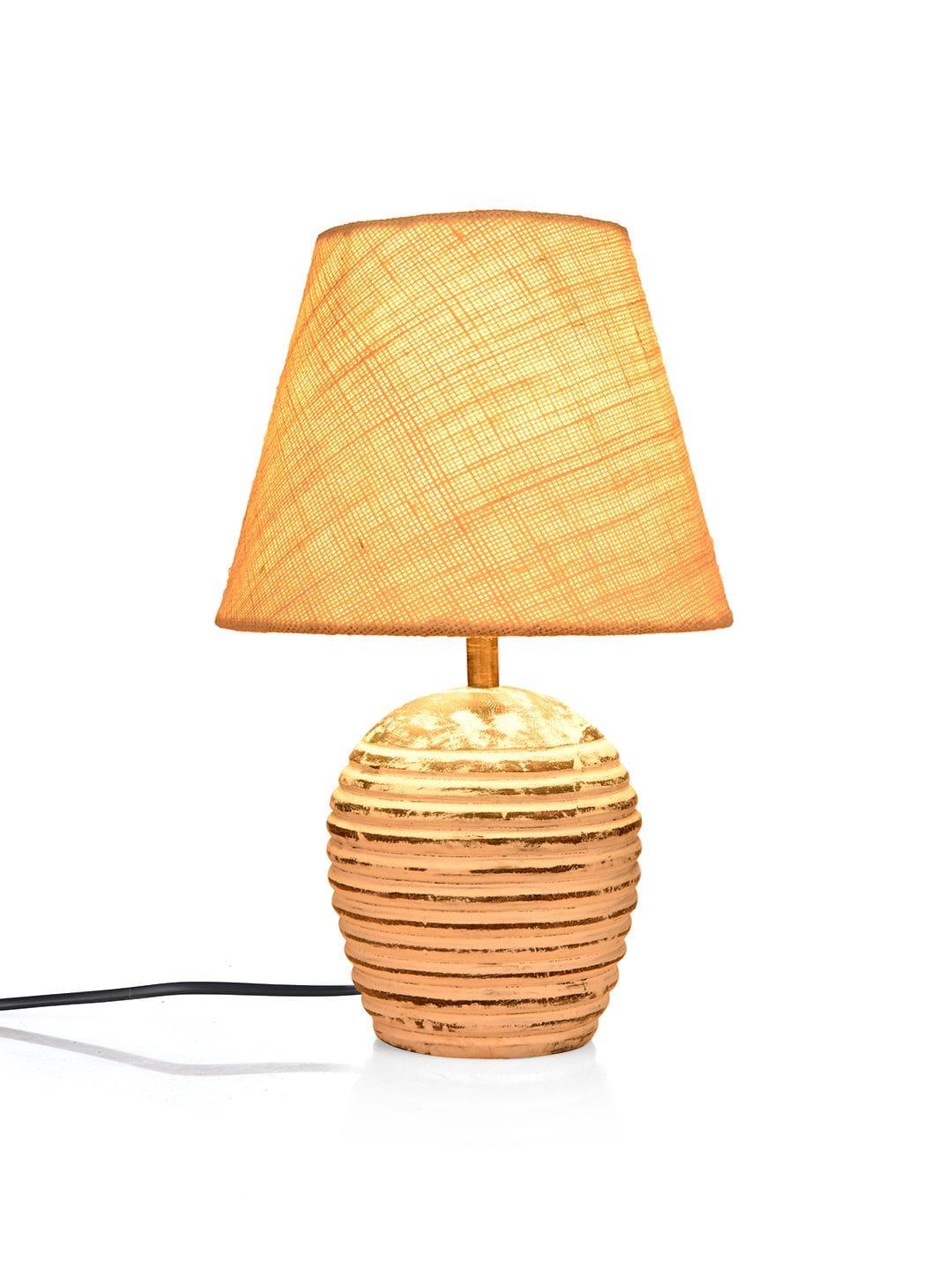 Striped Wooden White Lamp with White Jute Shade - Ouch Cart 