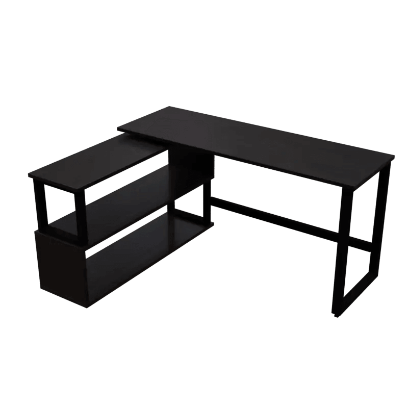 L Shaped Executive Desk with Storage Design in Brown Colour - Ouch Cart 