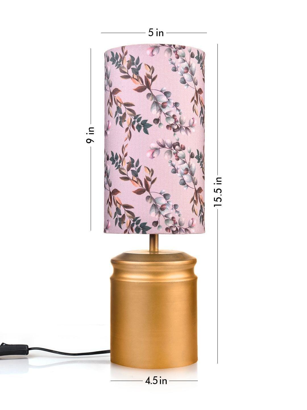 Metal Golden Table Lamp with Creeper Print Shade