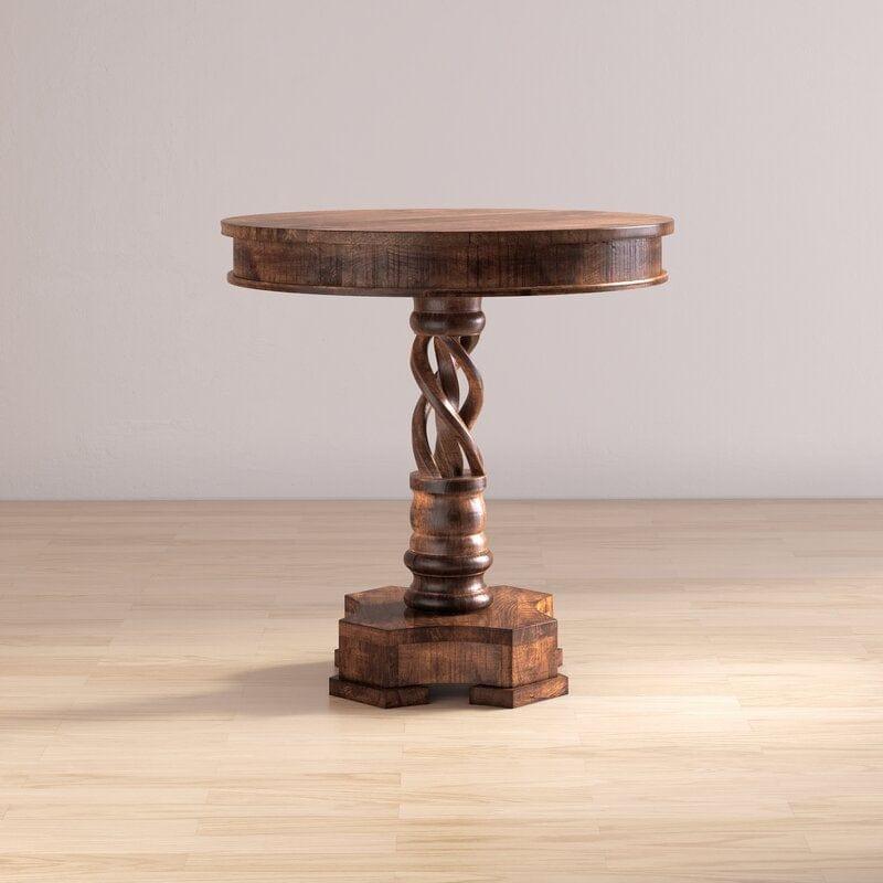 Tall Solid Wood Pedestal End Table - Ouch Cart 