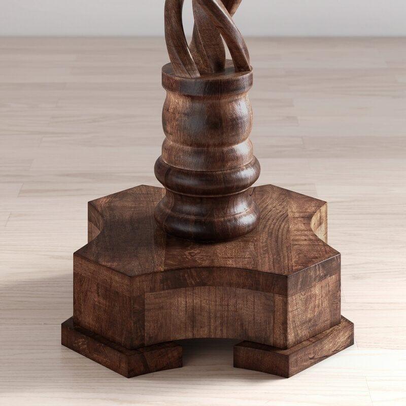 Tall Solid Wood Pedestal End Table - Ouch Cart 