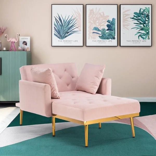 Ninad Tufted Two Arm Flared Arms Reclining Chaise Lounge - Ouch Cart 
