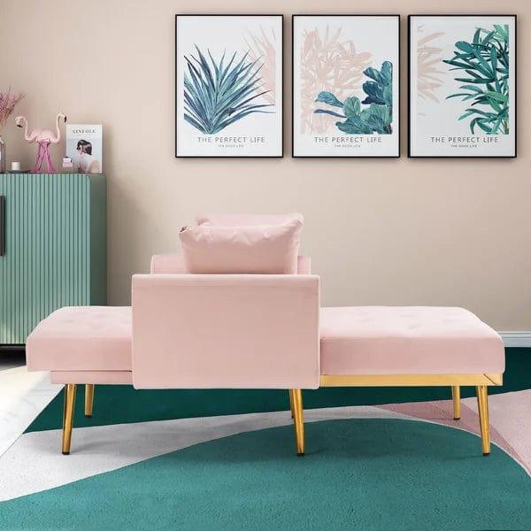 Ninad Tufted Two Arm Flared Arms Reclining Chaise Lounge - Ouch Cart 