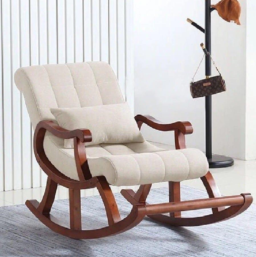 Wooden Rocking Chairs - Warren Tufted Rocking Chair - White - Ouch Cart 