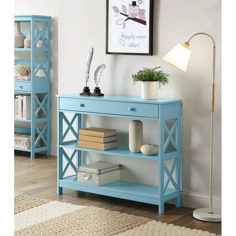 Rectangular Shape Wooden Console Table with Drawer