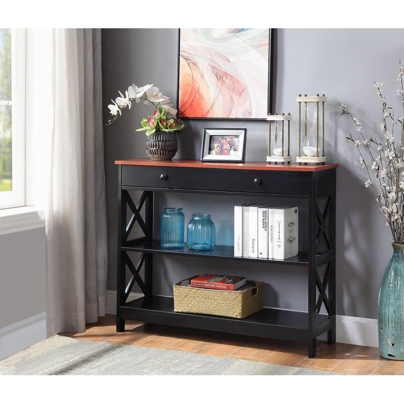 Rectangular Shape Wooden Console Table with Drawer