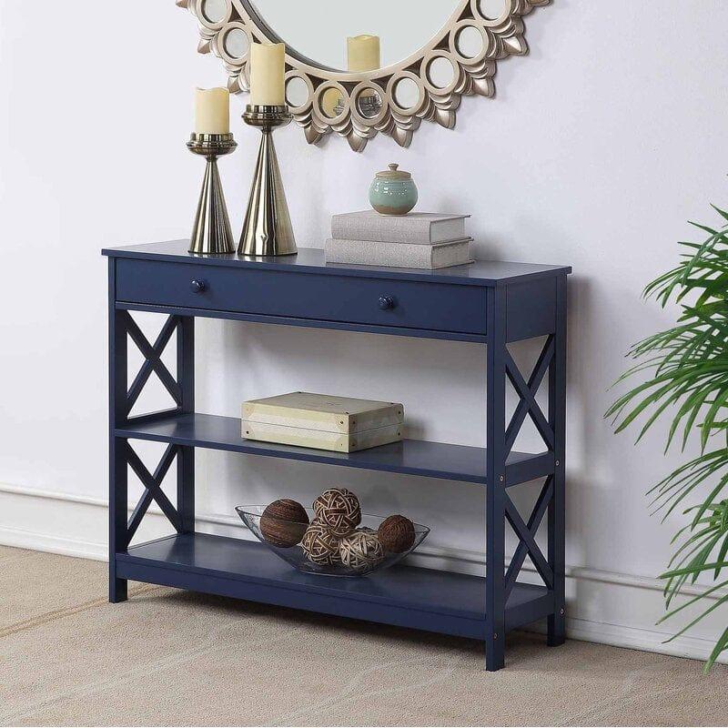 Rectangular Shape Wooden Console Table with Drawer