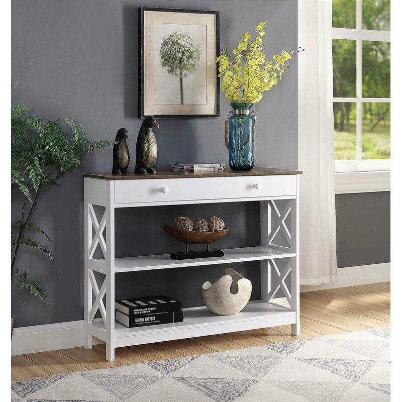 Rectangular Shape Wooden Console Table with Drawer