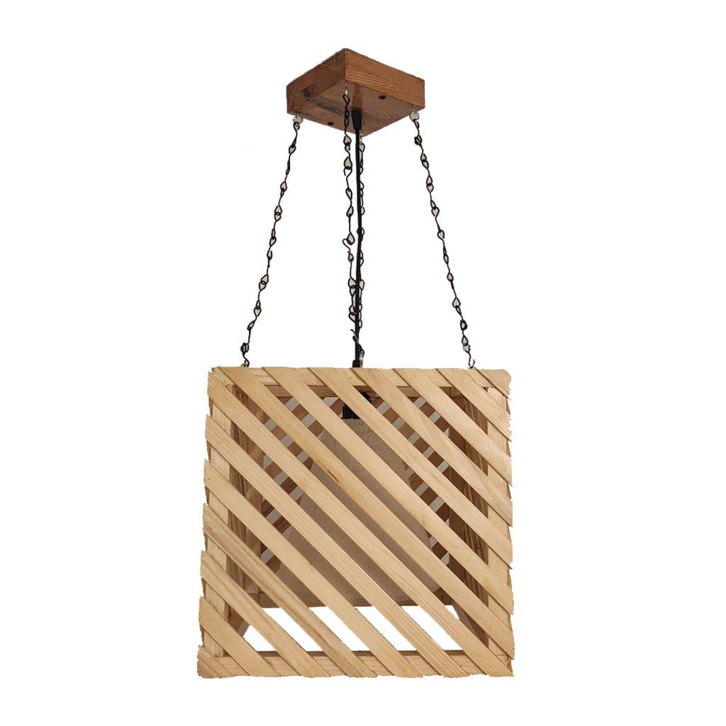 Oblique Beige Wooden Single Hanging Lamp - Ouch Cart 