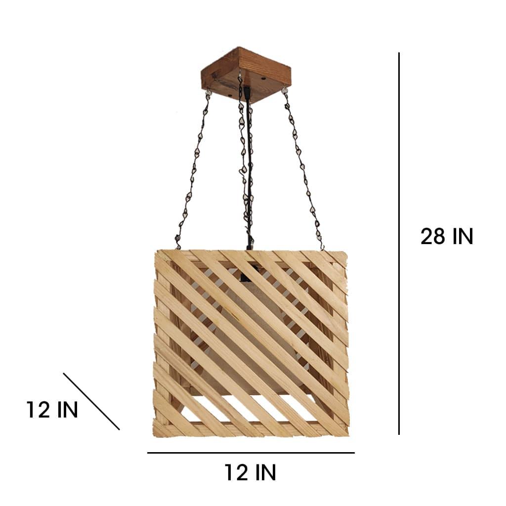 Oblique Beige Wooden Single Hanging Lamp - Ouch Cart 