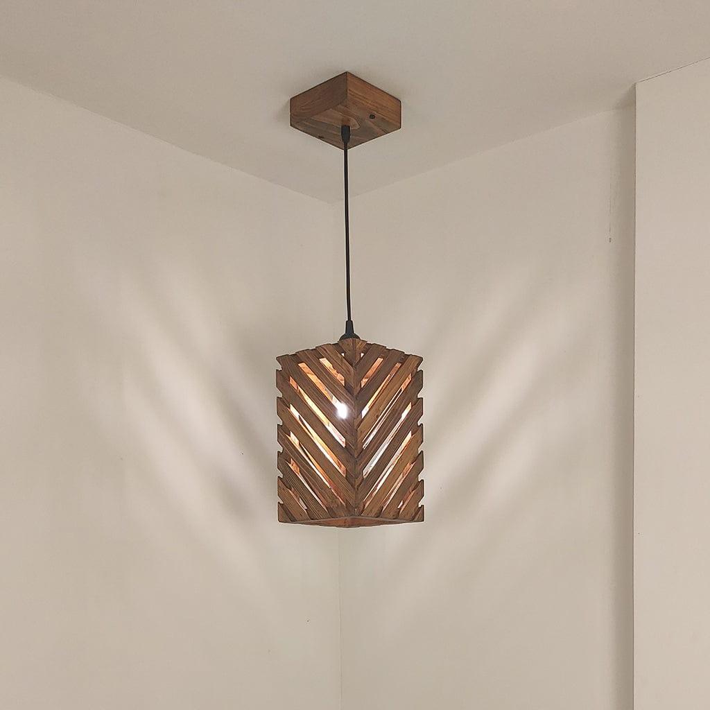Oblique Brown Wooden Single Hanging Lamp - Ouch Cart 