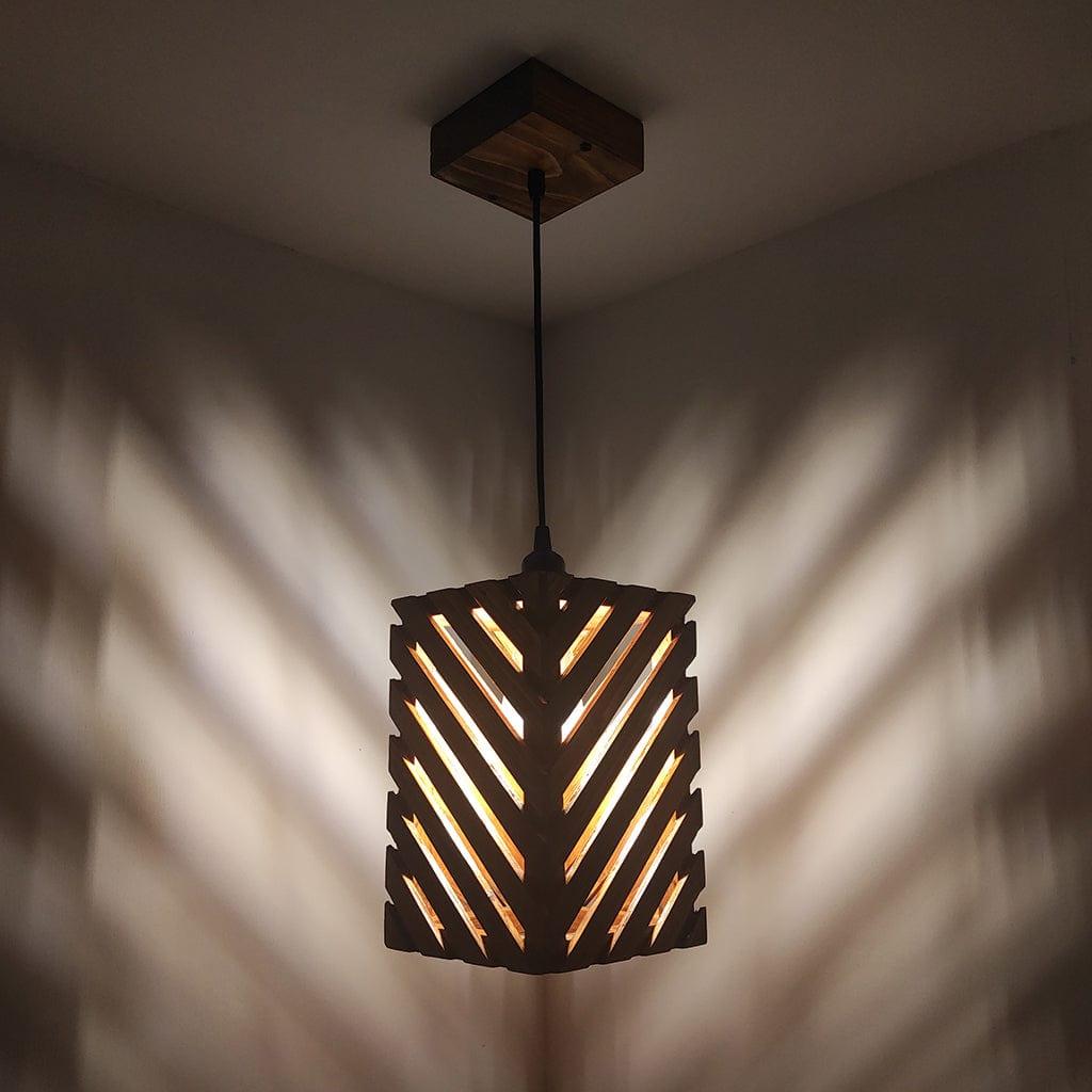 Oblique Brown Wooden Single Hanging Lamp - Ouch Cart 