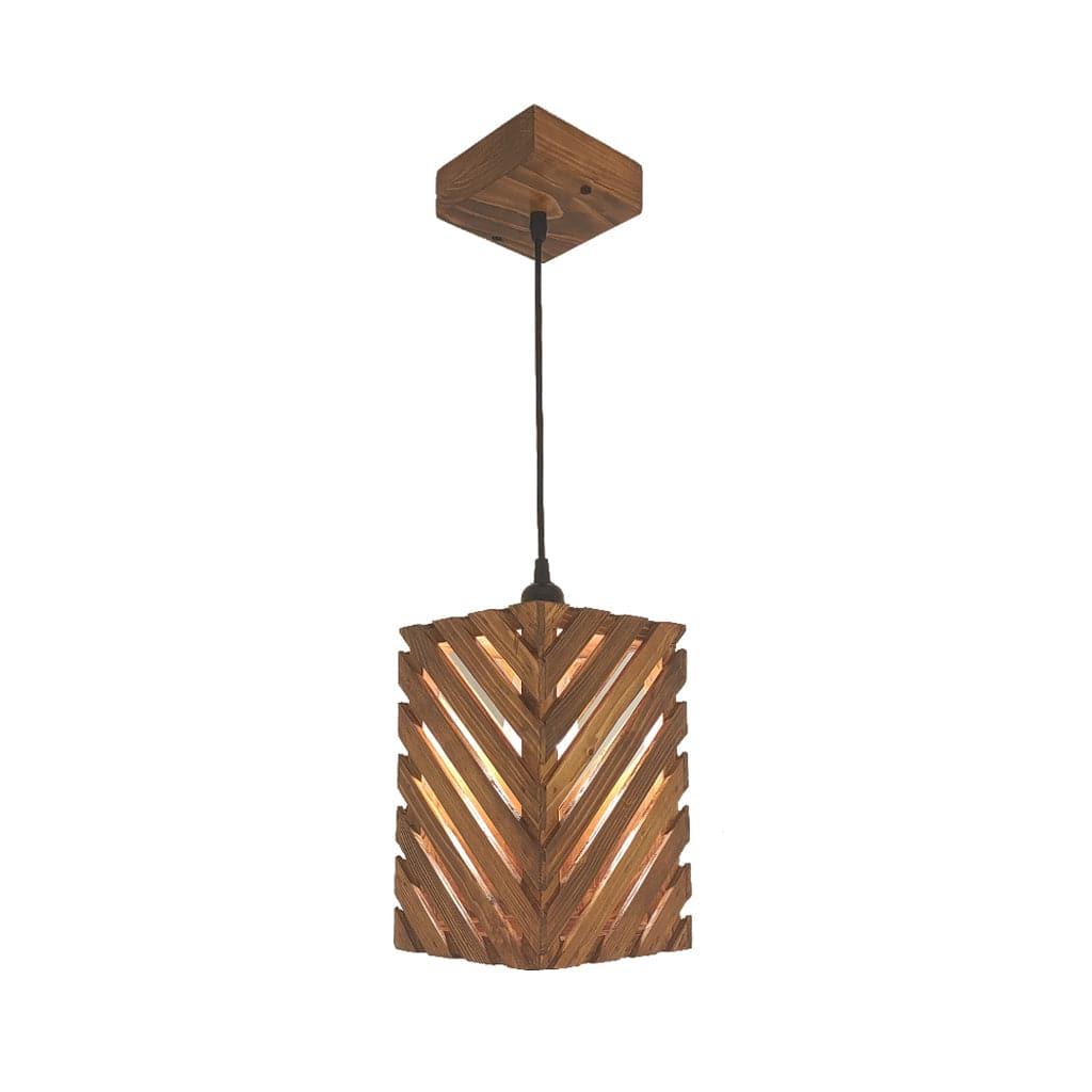 Oblique Brown Wooden Single Hanging Lamp - Ouch Cart 