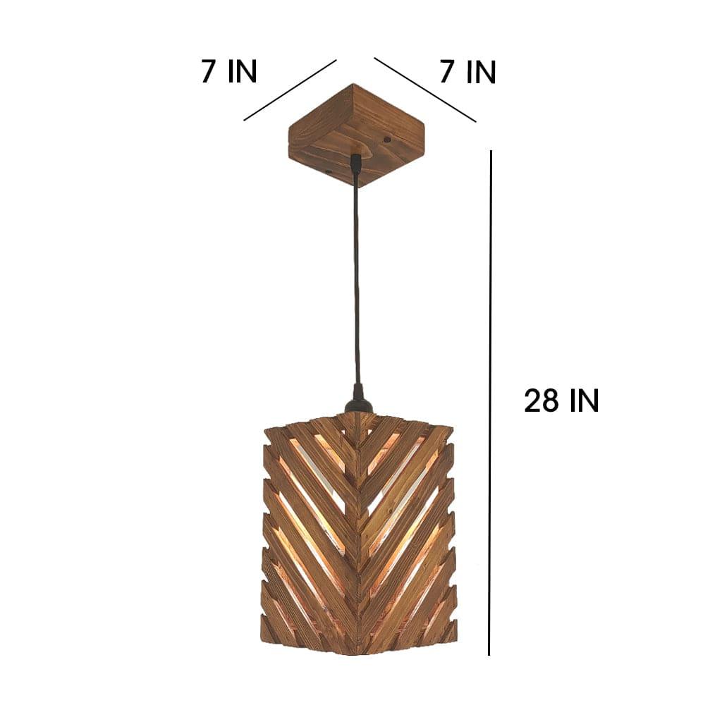 Oblique Brown Wooden Single Hanging Lamp - Ouch Cart 